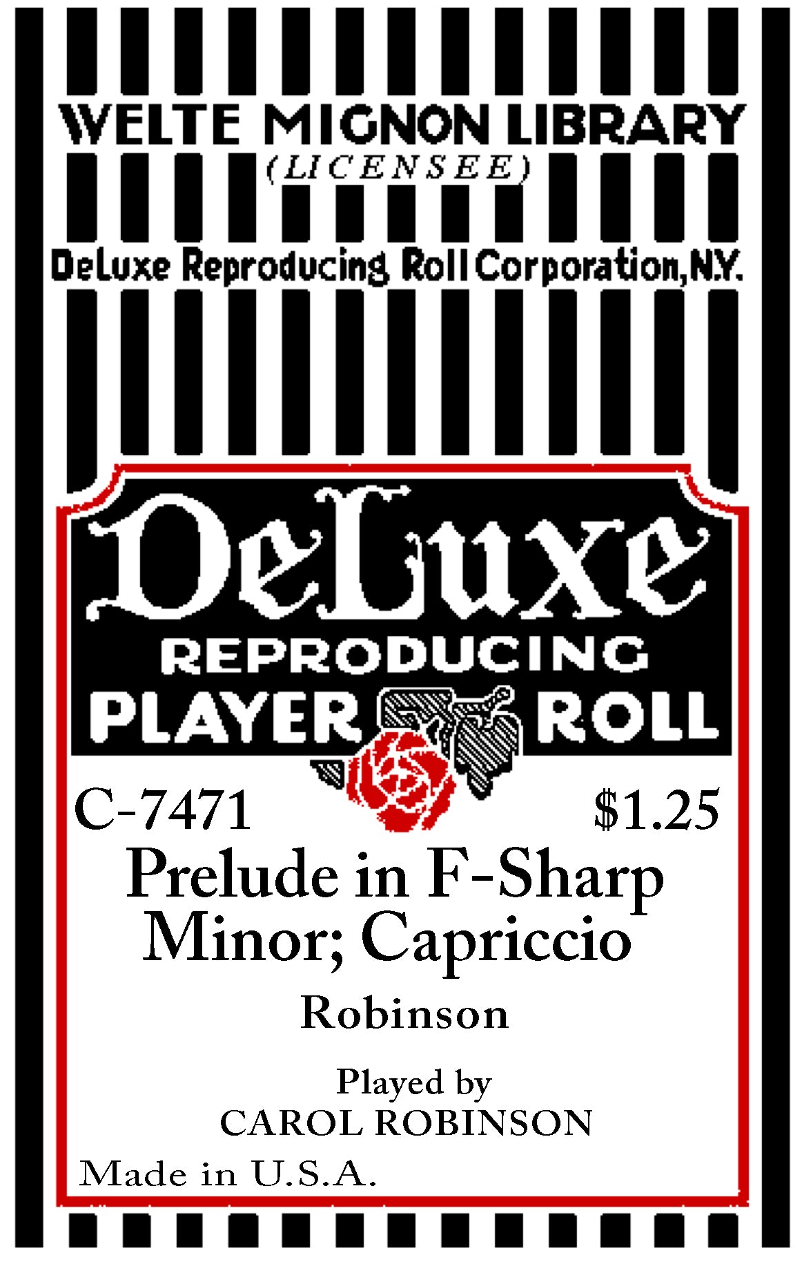 Welte-Mignon No. 7471 - Prelude in F-Sharp Minor: Capriccio
