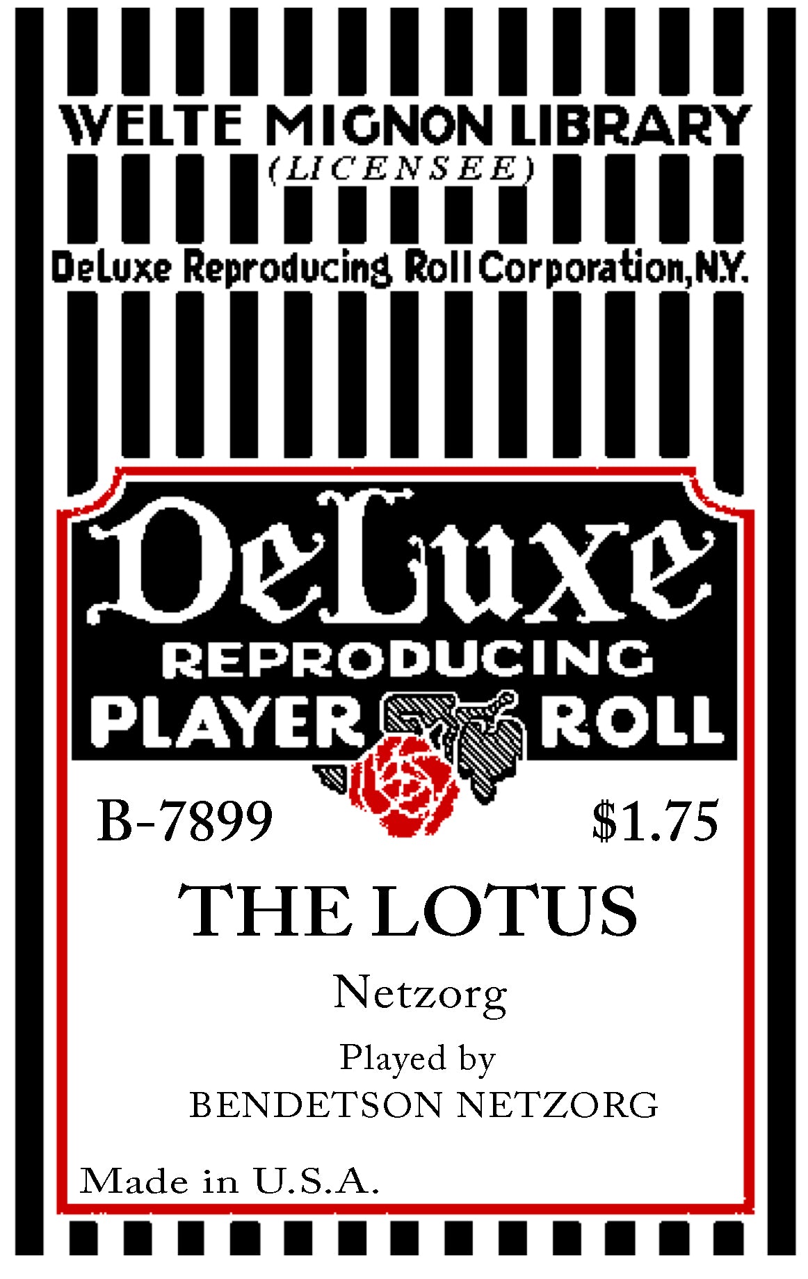 Welte-Mignon No. 7899 - The Lotus - Concert Waltz (composed and pb Netzorg)