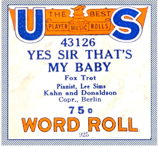 US Music 43126 "Yes Sir, That's My Baby" played by Lee Sims