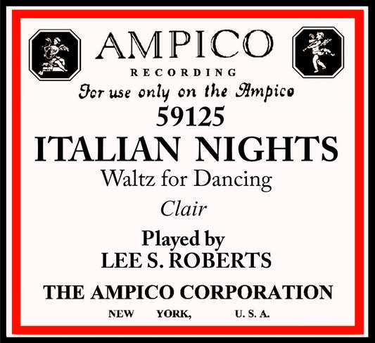 Ampico 59125 Italian Nights (Waltz) pb Lee Roberts