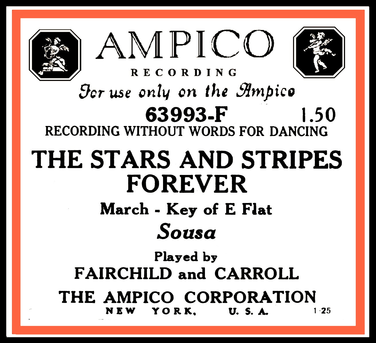 Ampico 63993  - Stars and Stripes Forever pb Fairchield and Carroll
