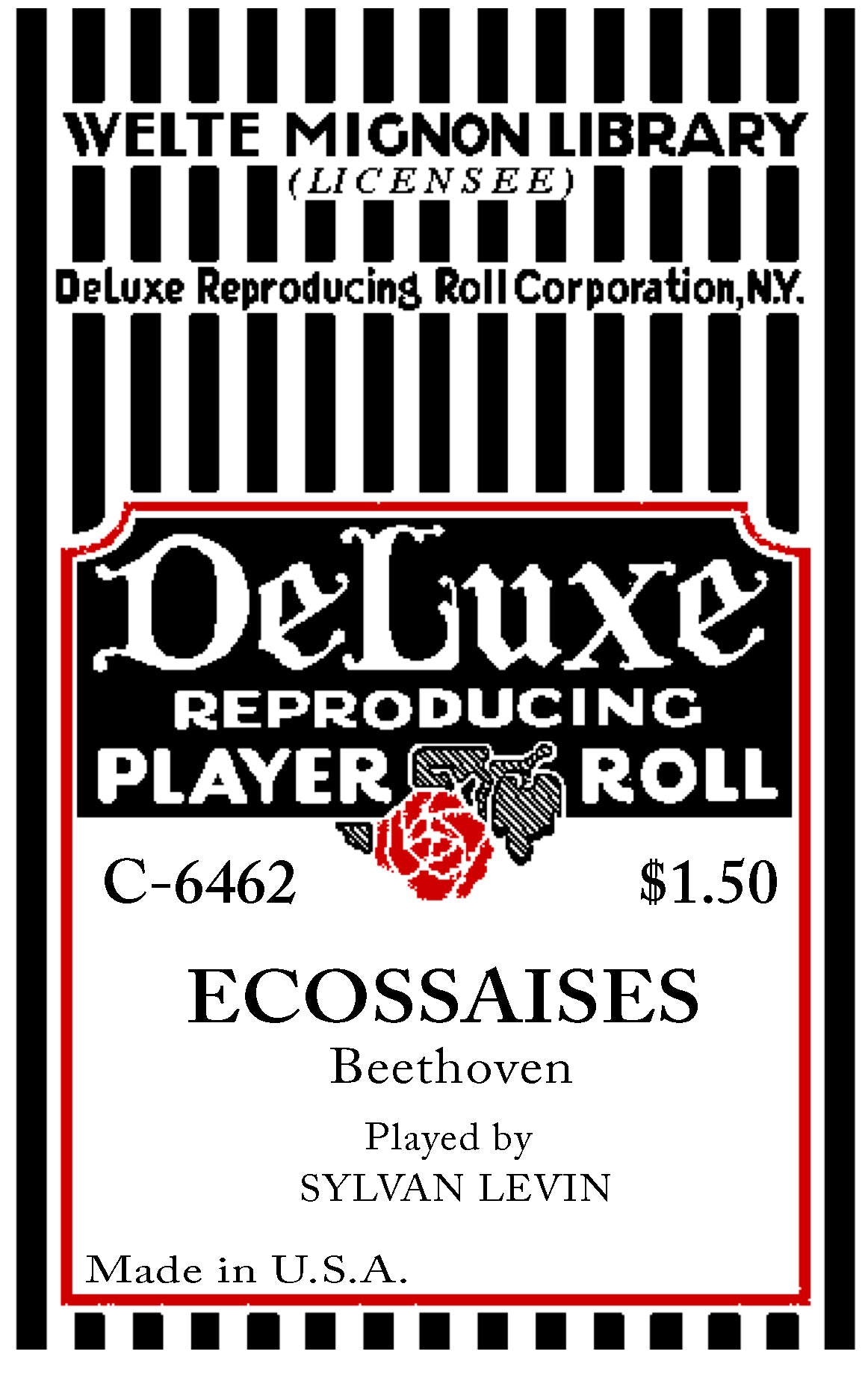Welte-Mignon No. 6422 - Ecoaisses (Scottish Dance) by Beethoven