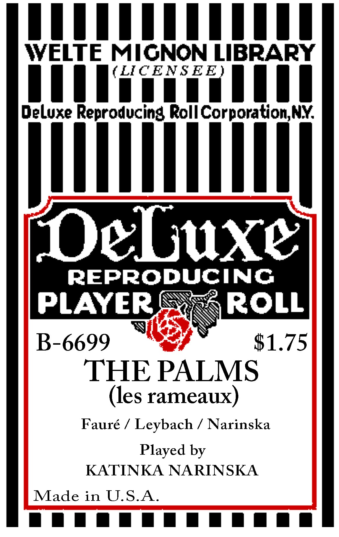 Welte-Mignon No. 6422 - THE PALMS (les rameaux) by Fauré