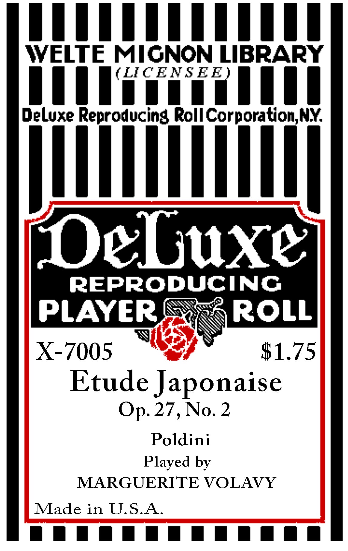 Welte-Mignon No. 7005 - Etude Japonaise by Poldini, pb Volavy