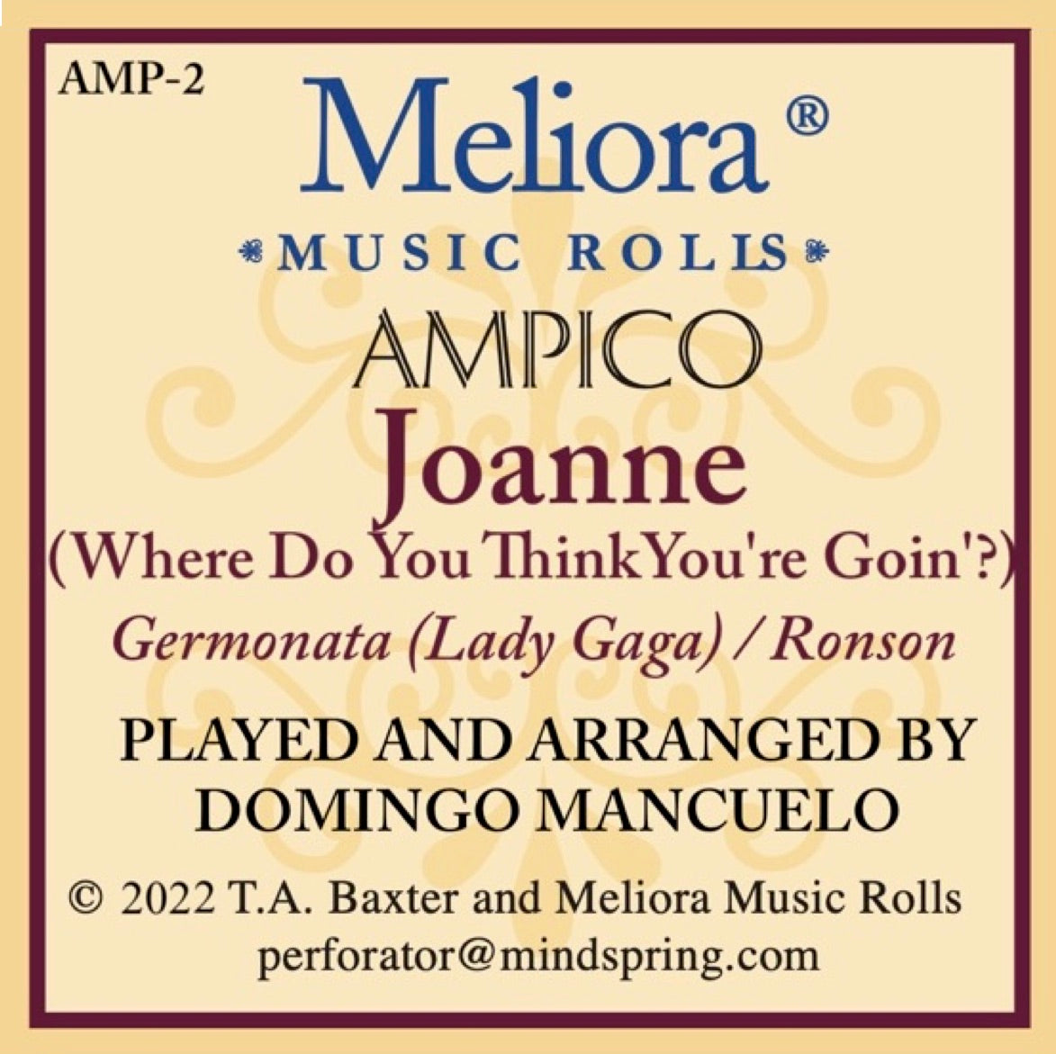 "Joanne" by Lada Gaga, arr. and played by Domingo Mancuello